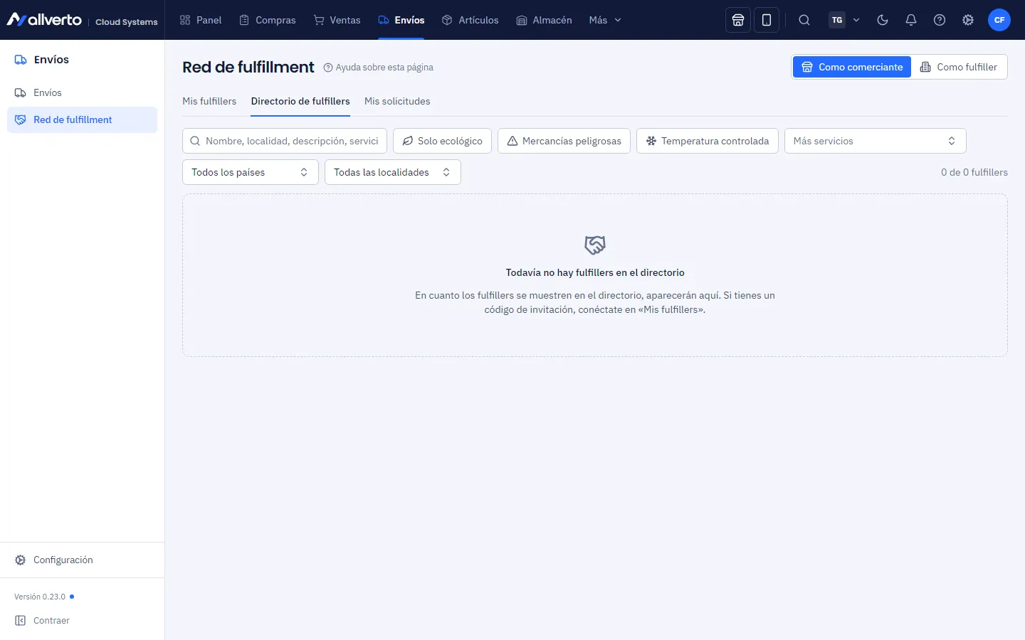 Directorio de fulfillers en la red de fulfillment
