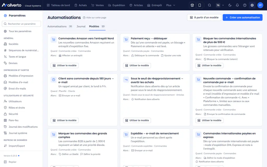 Modèles d’automatisation avec déclencheur et actions